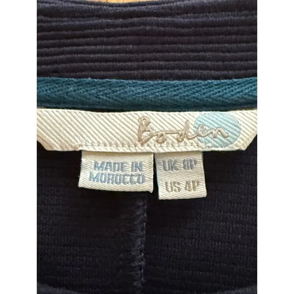 Boden Navy Ribbed A-Line Dress Petite US 4 3/4 Sleeve - Picture 8 of 9